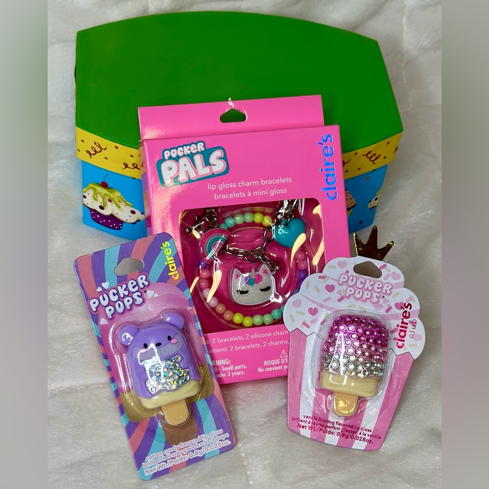 NEW Claire’s Lot Of 3 ~ 2 Pucker Pops Lip Balm And 1 Pucker Pals